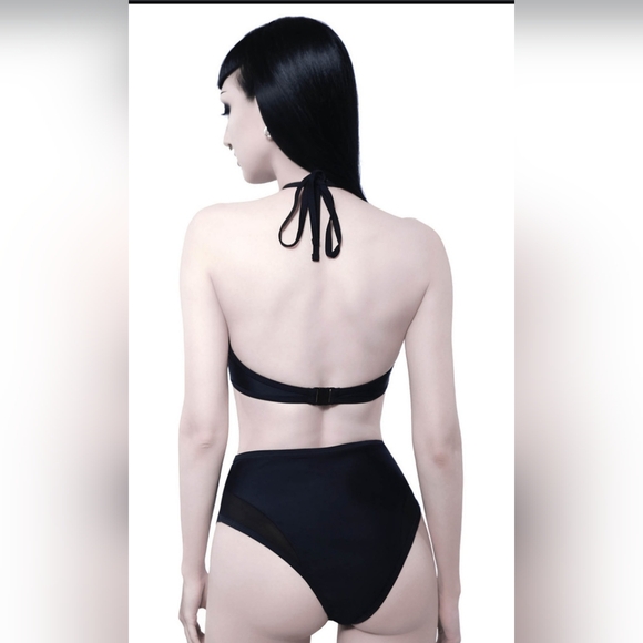 Killstar Bikini Set Crescent Moon Black Halter Mesh Goth Read Description - Picture 3 of 7
